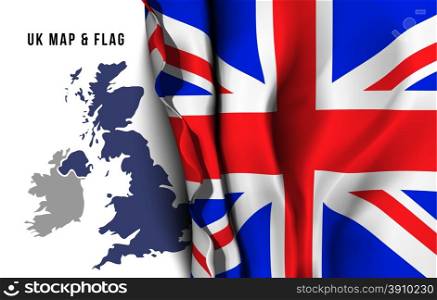 United Kingdom map and flag. United Kingdom map and flag. Vector illustration