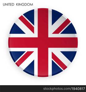 United Kingdom of Great Britain and Northern Ireland flag icon in modern neomorphism style. Button for mobile application or web. Vector on white background