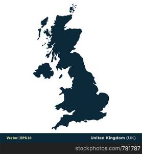 United Kingdom (UK) - Europe Countries Map Vector Icon Template Illustration Design. Vector EPS 10.