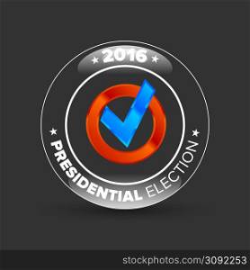United States Election Vote Badge with shabow on black background. United States Election Vote Badge