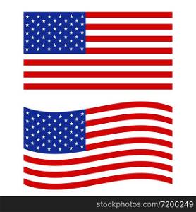 United States flag icon on white background. flat style. Flag of the United States icon for your web site design, logo, app, UI. American Flag for Independence Day. United States of America national Symbol.