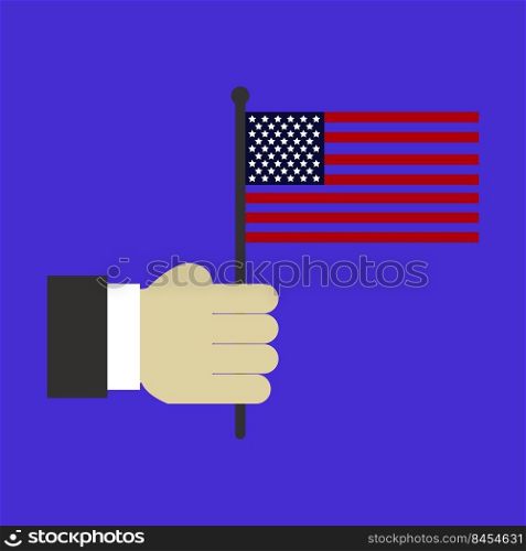 United states flag in hand
