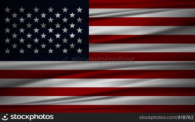 United States flag vector. Vector flag of United States blowig in the wind. EPS 10.