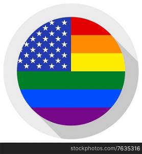 united states LGBT flag, round shape icon on white background