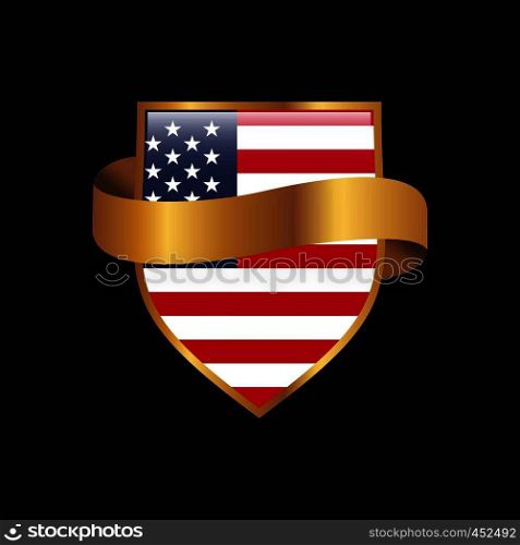 United States of America flag Golden badge design vector
