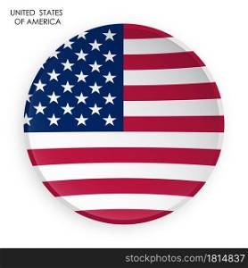 United States of America flag icon in modern neomorphism style. Button for mobile application or web. Vector on white background