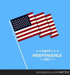 United States of America Independence day typographic design with flag vector