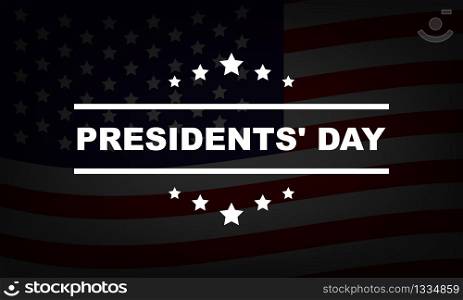 United States President Day. Text President Day with stars on the background of the USA flag. EPS 10