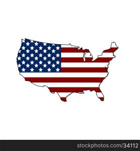 United states vector map with the flag. Map of United States of America with American flag design