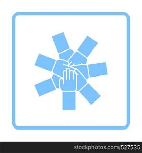 Unity And Teamwork Icon. Blue Frame Design. Vector Illustration.