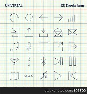 Universal 25 Doodle Icons. Hand Drawn Business Icon set