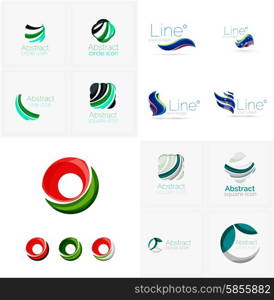 Universal abstract geometric shapes - business emblems. Created with wavy overlapping elements, clean flowing modern design