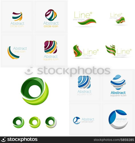 Universal abstract geometric shapes - business emblems. Created with wavy overlapping elements, clean flowing modern design