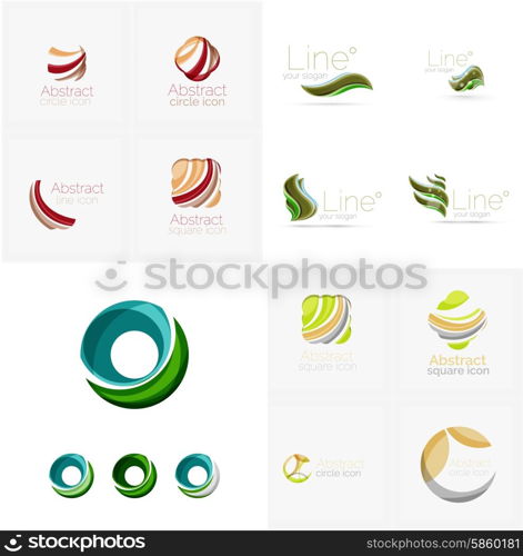 Universal abstract geometric shapes - business emblems. Created with wavy overlapping elements, clean flowing modern design