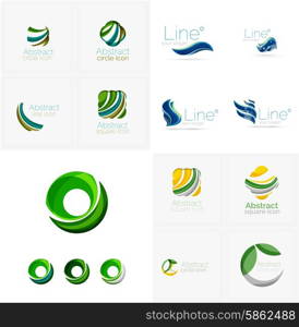 Universal abstract geometric shapes - business emblems. Created with wavy overlapping elements, clean flowing modern design