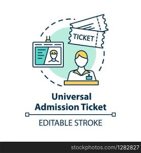 Universal admission ticket concept icon. Personal premium access pass idea thin line illustration. All inclusive tourism. Vector isolated outline RGB color drawing. Editable stroke