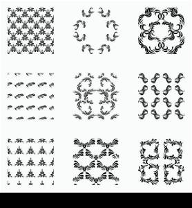 Universal different seamless patterns. Retro fashion style patterns. Set of abstract seamless patterns. Seamless abstract patterns. Set of monochrome geometric ornaments.