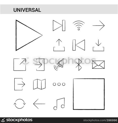 Universal hand drawn Icon set style, isolated on white background. - Vector