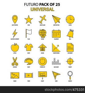 Universal Icon Set. Yellow Futuro Latest Design icon Pack