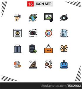 Universal Icon Symbols Group of 16 Modern Flat Color Filled Lines of support, chat alert, lock, chat, eye test Editable Creative Vector Design Elements