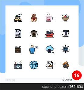 Universal Icon Symbols Group of 16 Modern Flat Color Filled Lines of curriculum, egg, hangbag, easter, bowl Editable Creative Vector Design Elements