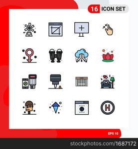 Universal Icon Symbols Group of 16 Modern Flat Color Filled Lines of pinch, gestures, web, contract, virus Editable Creative Vector Design Elements