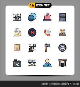 Universal Icon Symbols Group of 16 Modern Flat Color Filled Lines of mail, devices, sun, data, nature Editable Creative Vector Design Elements
