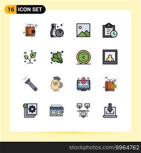 Universal Icon Symbols Group of 16 Modern Flat Color Filled Lines of tree, spring, image, nature, todo Editable Creative Vector Design Elements