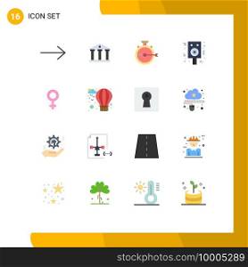 Universal Icon Symbols Group of 16 Modern Flat Colors of air, symbol, release, female, night Editable Pack of Creative Vector Design Elements