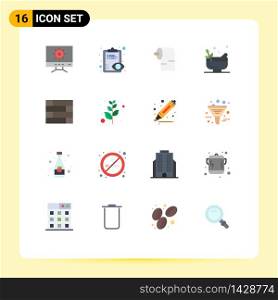 Universal Icon Symbols Group of 16 Modern Flat Colors of branch, protect, paper, lock pad, bowl Editable Pack of Creative Vector Design Elements