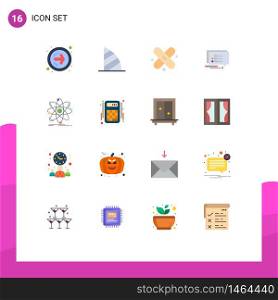 Universal Icon Symbols Group of 16 Modern Flat Colors of chemistry, atom, bandage, write, sms Editable Pack of Creative Vector Design Elements