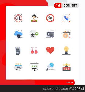 Universal Icon Symbols Group of 16 Modern Flat Colors of cloud, communication, biology, call, laboratory Editable Pack of Creative Vector Design Elements