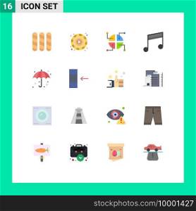 Universal Icon Symbols Group of 16 Modern Flat Colors of column, weather, map, umbrella, song Editable Pack of Creative Vector Design Elements