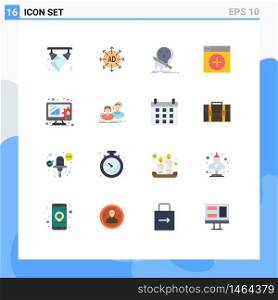 Universal Icon Symbols Group of 16 Modern Flat Colors of graphics, window, ad, add, kill Editable Pack of Creative Vector Design Elements