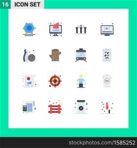 Universal Icon Symbols Group of 16 Modern Flat Colors of hobby, bowling, bank, youtube, play Editable Pack of Creative Vector Design Elements