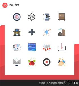 Universal Icon Symbols Group of 16 Modern Flat Colors of hospital, care, phone, building, dressing Editable Pack of Creative Vector Design Elements