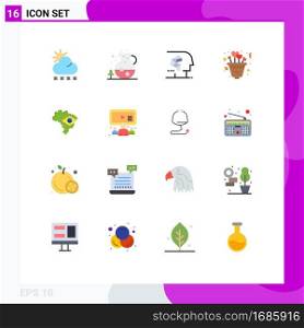 Universal Icon Symbols Group of 16 Modern Flat Colors of map, plant, android, love, interface Editable Pack of Creative Vector Design Elements