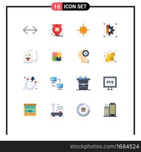 Universal Icon Symbols Group of 16 Modern Flat Colors of play, ghost, sun, pen, design Editable Pack of Creative Vector Design Elements