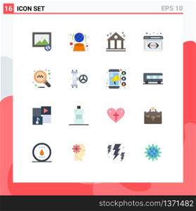 Universal Icon Symbols Group of 16 Modern Flat Colors of plumber, taxi, business, search, data visualization Editable Pack of Creative Vector Design Elements