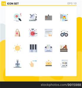 Universal Icon Symbols Group of 16 Modern Flat Colors of real estate, insurance, card, pass, id card Editable Pack of Creative Vector Design Elements