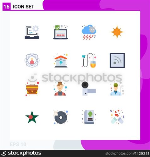 Universal Icon Symbols Group of 16 Modern Flat Colors of research, development, gas, abilities, day Editable Pack of Creative Vector Design Elements