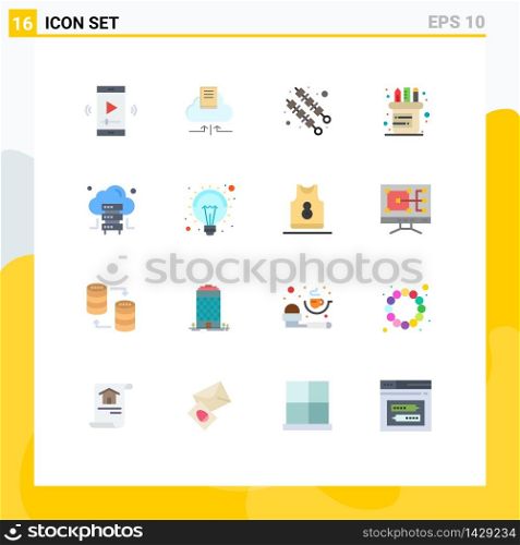 Universal Icon Symbols Group of 16 Modern Flat Colors of server, cloud, notebook, supplies, office Editable Pack of Creative Vector Design Elements