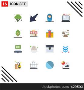 Universal Icon Symbols Group of 16 Modern Flat Colors of store, spring, smart technology, nature, ecology Editable Pack of Creative Vector Design Elements