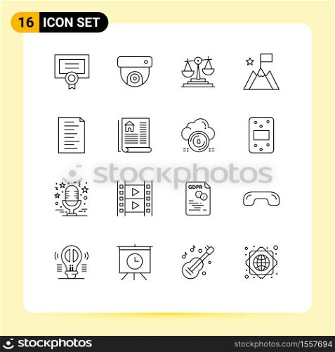 Universal Icon Symbols Group of 16 Modern Outlines of website, code, business, trophy, mission Editable Vector Design Elements