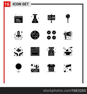 Universal Icon Symbols Group of 16 Modern Solid Glyphs of business, lollipop, egg, gastronomy, cooking Editable Vector Design Elements