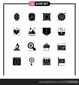 Universal Icon Symbols Group of 16 Modern Solid Glyphs of cupid, seo, seeds, quality, box Editable Vector Design Elements