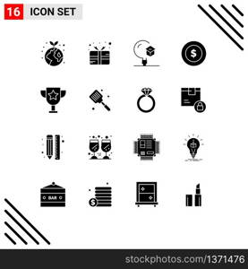 Universal Icon Symbols Group of 16 Modern Solid Glyphs of education, global, education, logistic, university Editable Vector Design Elements