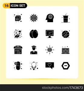 Universal Icon Symbols Group of 16 Modern Solid Glyphs of energy, shopping, world, shop, drinks Editable Vector Design Elements