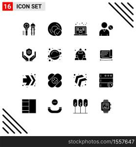 Universal Icon Symbols Group of 16 Modern Solid Glyphs of people, human, disc, avatar, school Editable Vector Design Elements