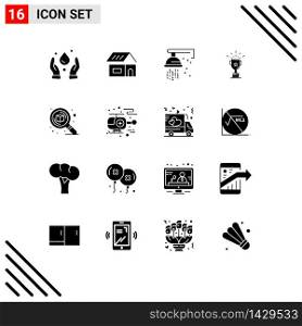 Universal Icon Symbols Group of 16 Modern Solid Glyphs of search, design, plumber, trophy, medal Editable Vector Design Elements
